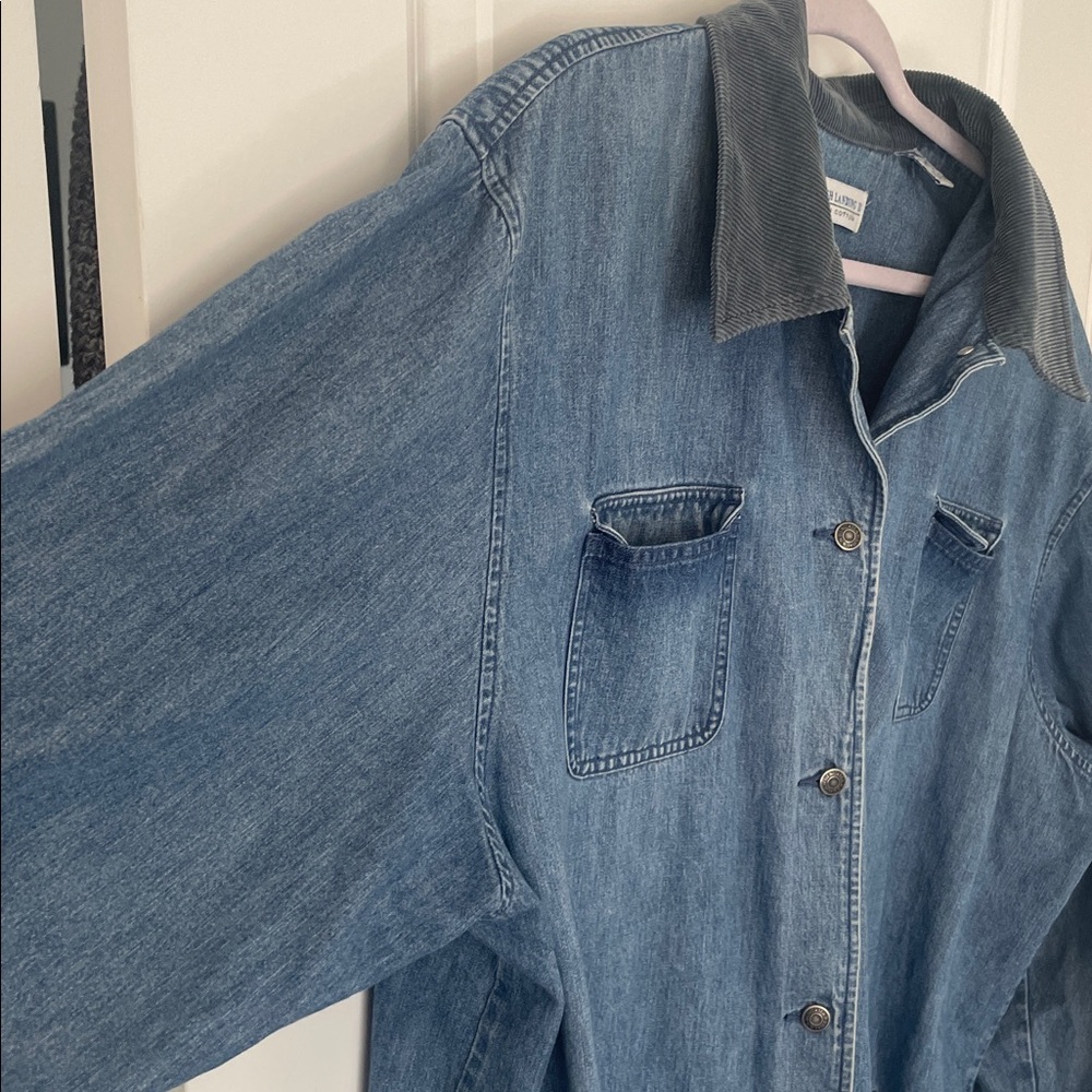 Marsh Landing Blue Denim Barn Chore Jacket with Blue Corduroy Collar 90s 1X - Picture 10 of 10